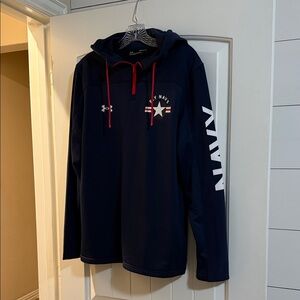 Under Armour Navy Hoodie with Red Accents